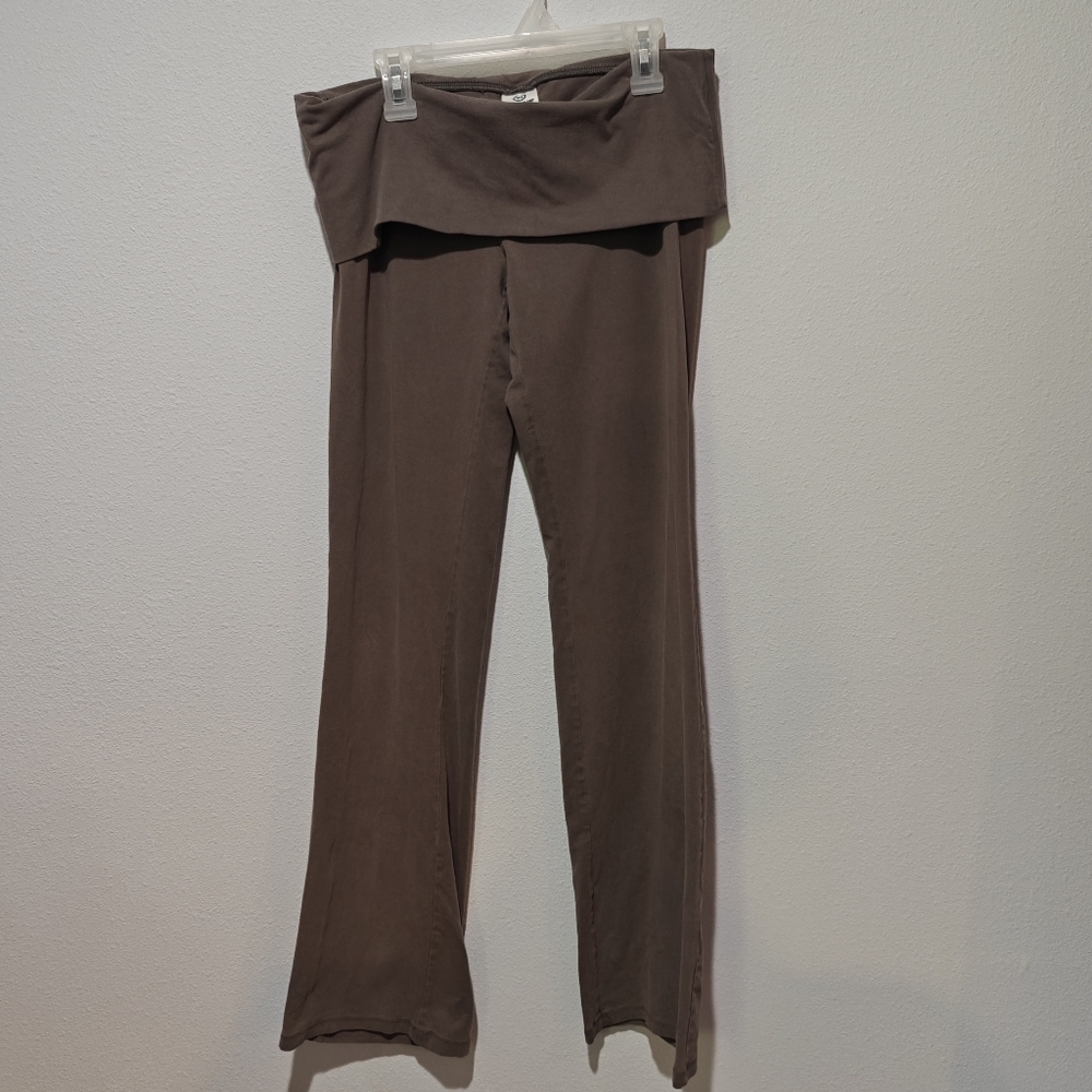 True Y2K Victoria's Secret Pink Fold Over Yoga Pants Medium Brown With Gray Hue - Picture 3 of 9
